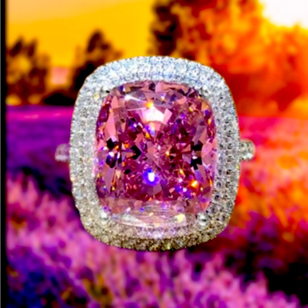 Elegant Pink and Silver Women's Ring
